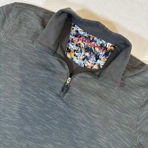 Robert Graham Men's 1/4 Zip Pullover Long Sleeve Gray Shirt X Large
